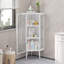 Armoire de coin moderne de 22,25 po avec portes et tablettes en verre trempé pour un rangement polyvalent dans la salle de bain, le salon et la chambre à coucher