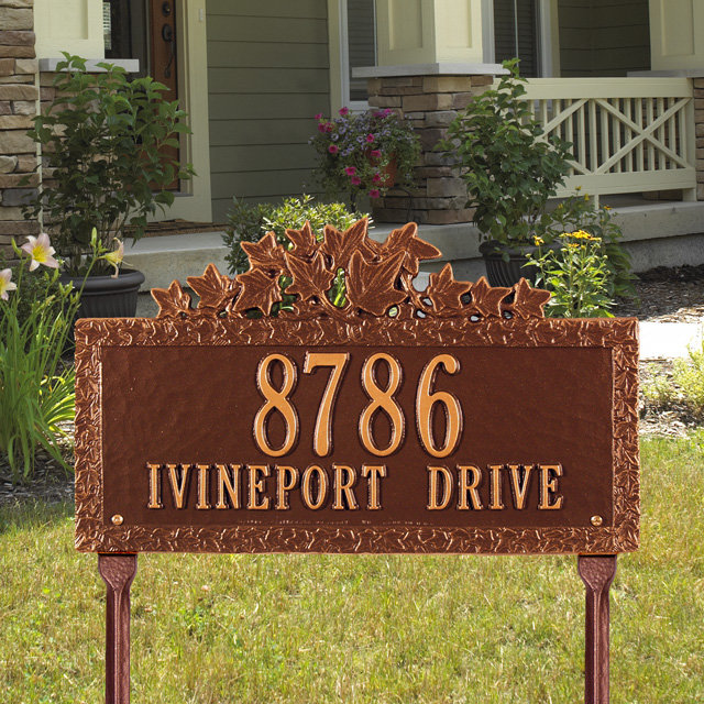 Plaque d'adresse sur 2 lignes Ivy, Cuivre antique, Oui