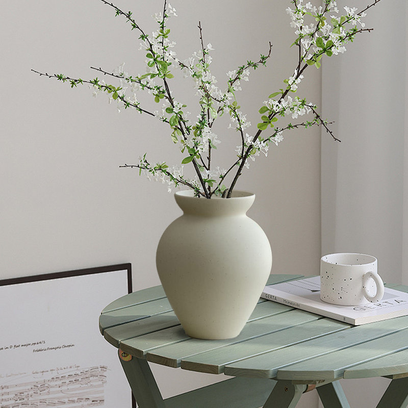 Vase à fleurs, vase à fleurs en céramique, vase de table, Crème, crème