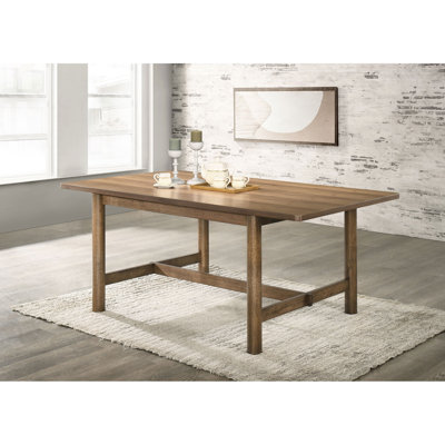Walnut Rectangular Dining Table For Kitchen And Room, Mid - Century Modern, Trestle Base, 38.98 Inches Wide, 71.62 Long, Seats 6, 30.5 High, Engineered Wood Modern In Finish, Base Kitchens, 6