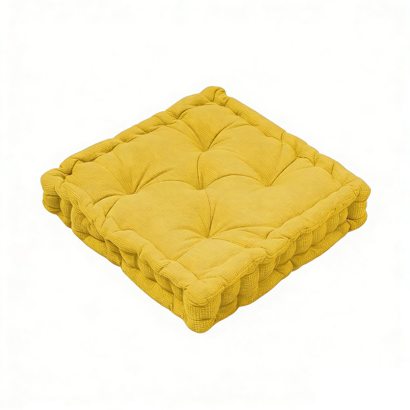 Square Microfiber  Floor Pillow /Cushion., Yellow