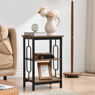 Industrial-style 3-Tier Nightstand (Set of 2) – Available in Black, Gold, and White Finishes