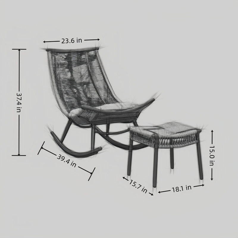 VIBORZ Modern Rattan Rocking Chair with Ottoman | Wayfair