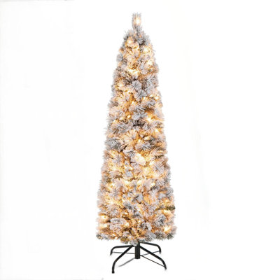 4,5 pi Arbre de Noël en pin floqué avec lumière incandescente