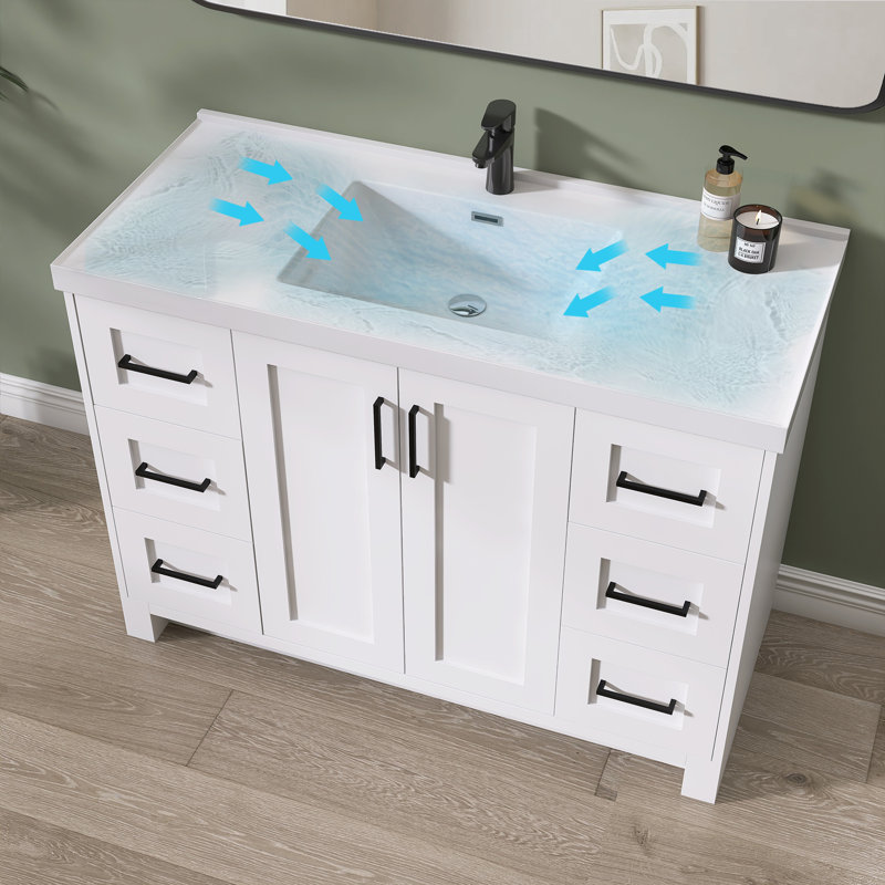 Meuble-lavabo autoportant 48 po Rosaleta, Blanc