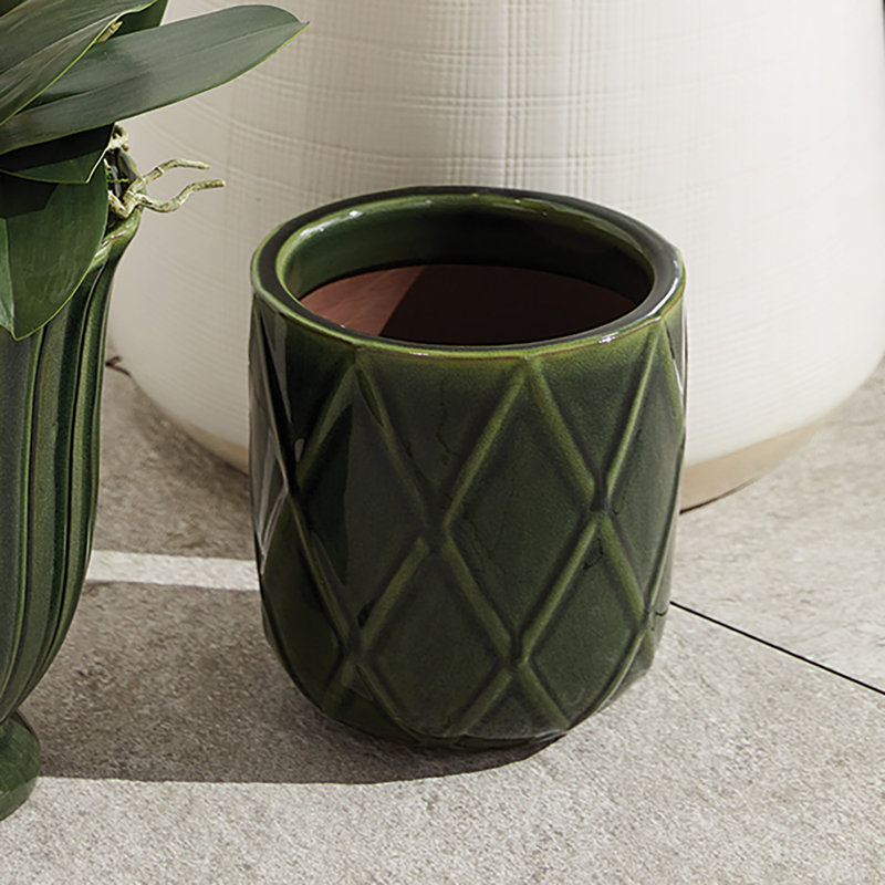 Triade Earthenware Reactive Glaze Pots in Green, Green
