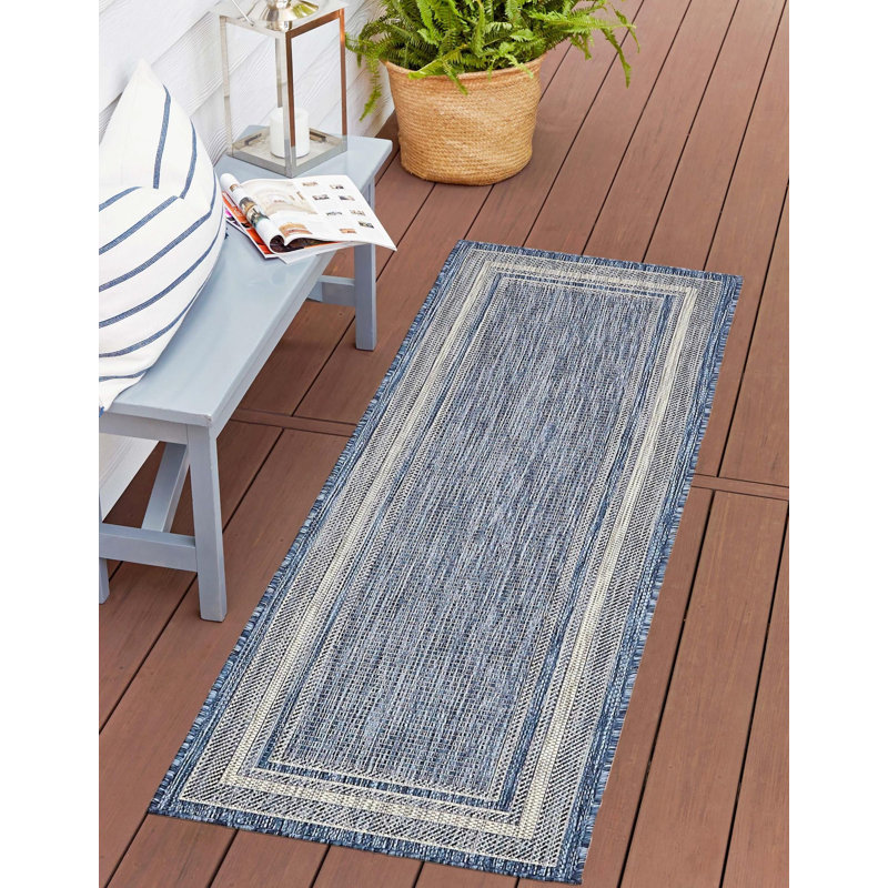 Tapis intérieur / extérieur Sevinc, Blue, Tapis de couloir 2 pi x 8 pi