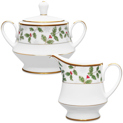 Ensemble sucrier et pot à crème Noritake Holly & Berry