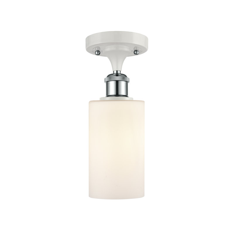 Glessite Glass Semi Flush Mount, White/Polished Chrome, Matte White, LED