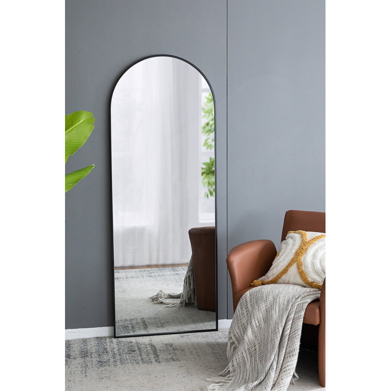 28X1x74" Celine Black Arch Body Mirror, Black