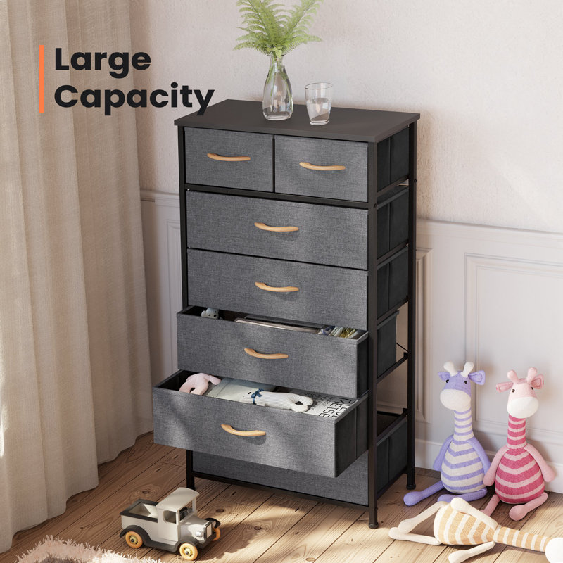Kirklan 7 Drawer Storage Drawer, Gray/Black