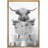 Animals Funny Bathroom Decor Black and White Highland Cow Sit On Toilet Large Framed Canvas Print Wall Art-93629454-119598474-93629458