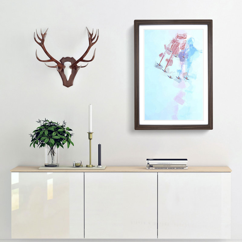 Planes in Formation - Framed Print, 50cm H x 35cm W x 2cm D, Walnut