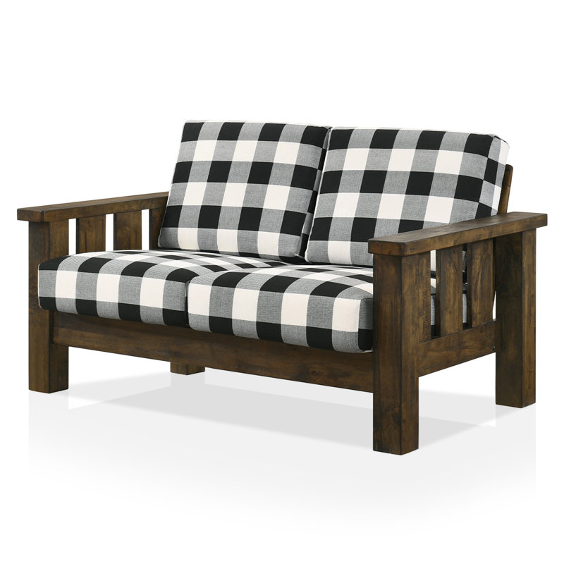 Lynnette Upholstered 55'' Loveseat, Oak Wood