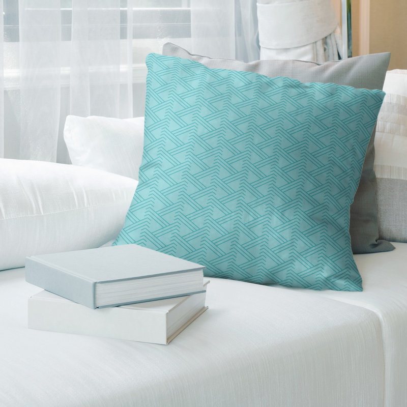 Coussin décoratif à motif zig zag classique, Bourre en polyester, H 14 po x l 14 po, Sarcelle frais