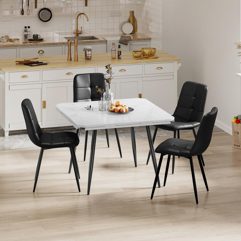 Round Metal Base Dining Table, White
