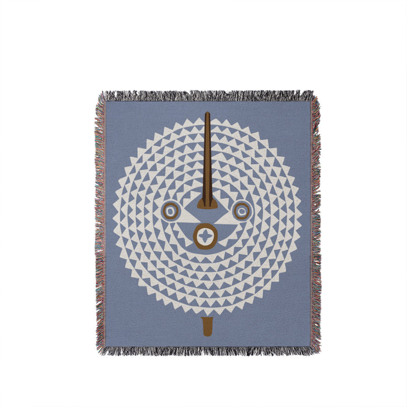 Couverture 100% coton Mossi, L 80 po x l 60 po, Bleu / Beige