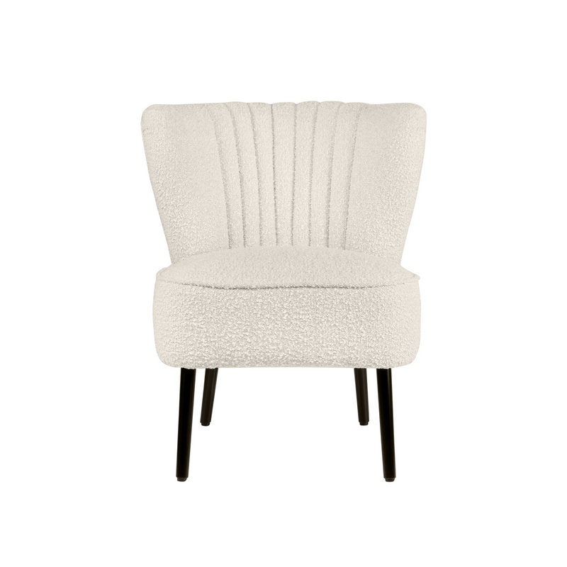 Chaise d'appoint rembourrée Aamiyah, Polyester crème bouclé