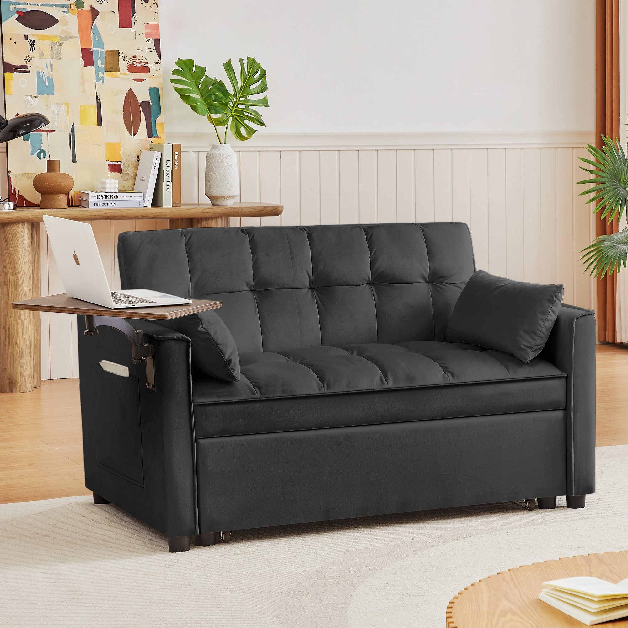 Mercer41 Modern Velvet Loveseat Sofa Bed: Stylish and Functional Accent ...