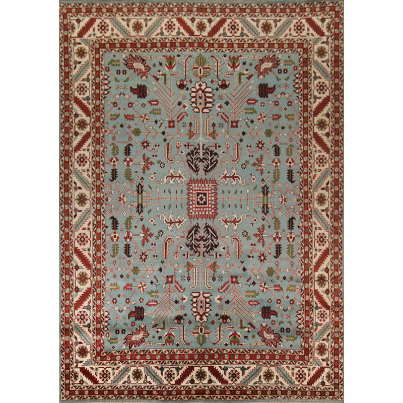 Tapis bleu clair et ivoire Oushak 12 x 14