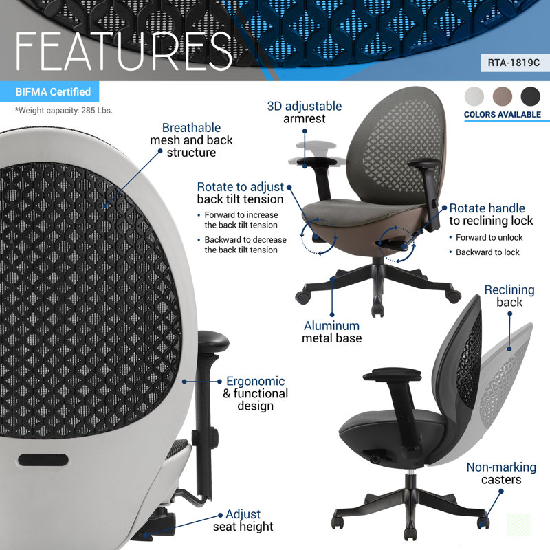 Fauteuil de direction avec accoudoirs, Blanc