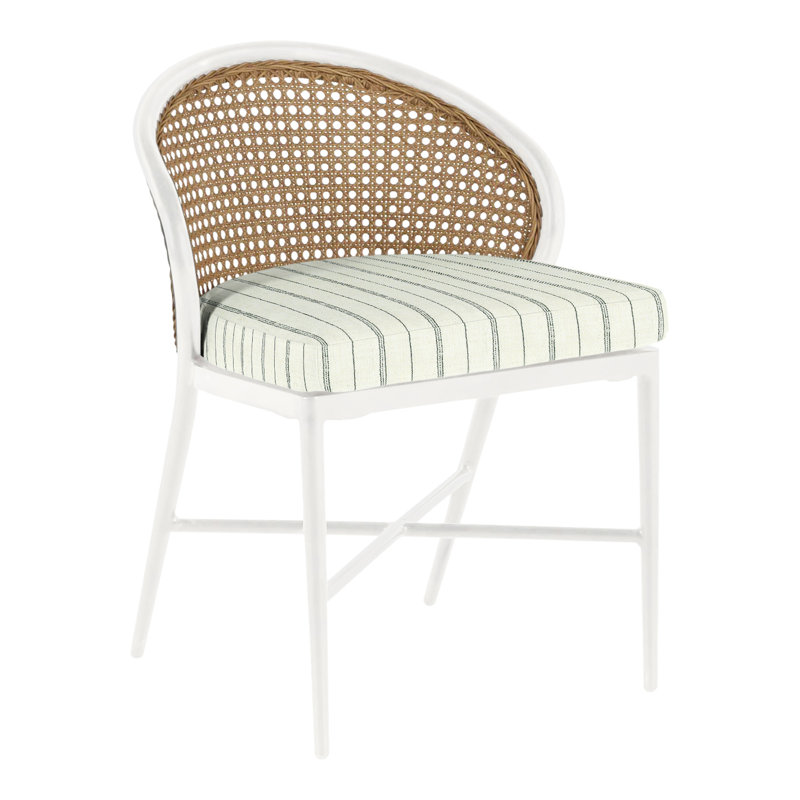 Chaise d'appoint Havana - Craie / Canne naturelle, Craie, Pas de soudure, Chambray tonnelle
