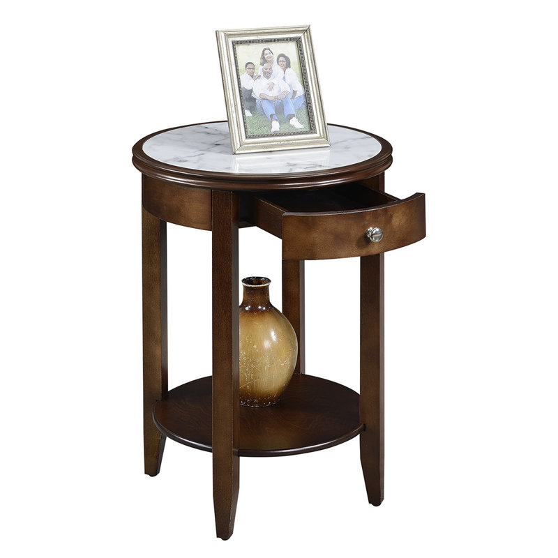 Carbin End Table with Storage, White/Espresso