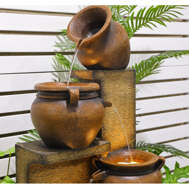 53 Inches 4 Tiered Floor Standing Outdoor Water Fountains and Waterfalls for Garden, Gold