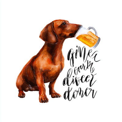 Beer Loving Dachshund Wrapped Canvas Wall Art