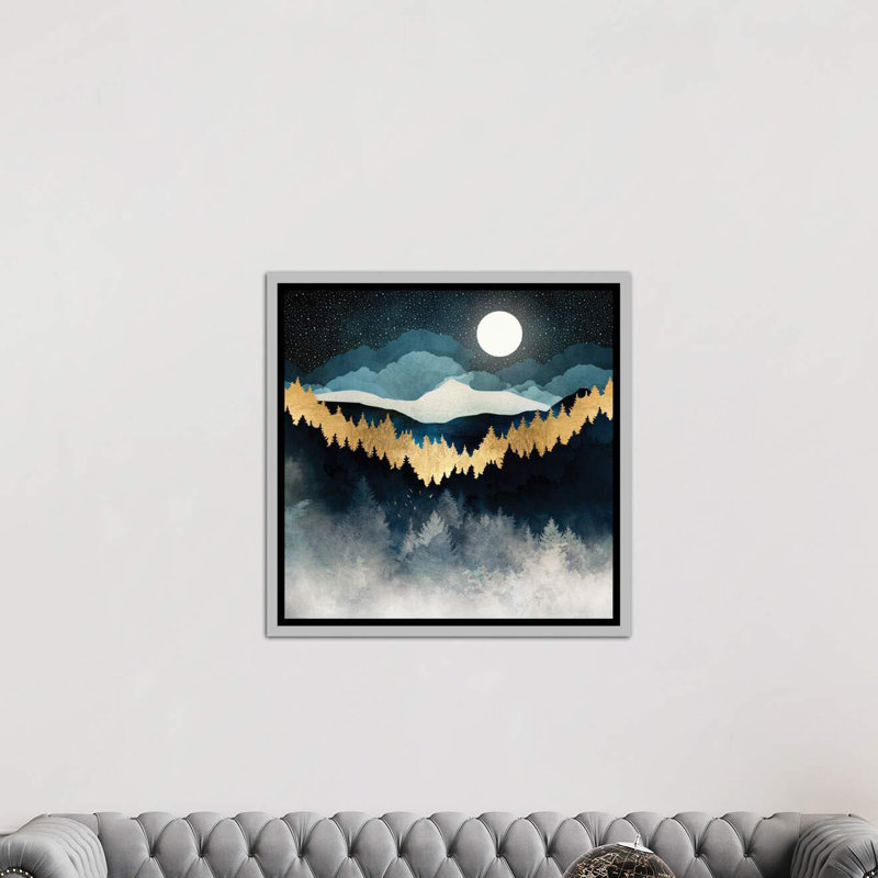 « indigo night » par spacefrog designs-print, H 18 po x l 18 po x P 1,5 po, Toile avec cadre argenté