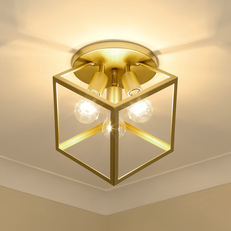 Calliope Steel Semi Flush Mount, Olympic Gold