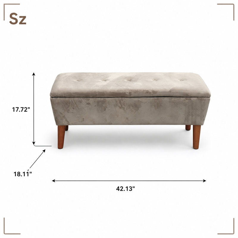 Banc moderne avec repose-pieds rectangulaire avec pieds en bois massif, repose-pieds à profil bas multifonctionnel et banc d'entrée pour le salon et la chambre à coucher
