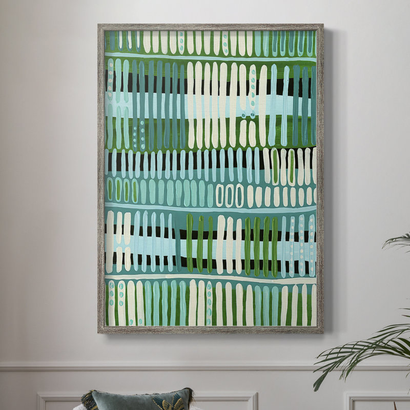 Teal Pattern I Framed Print - Solid Wood
