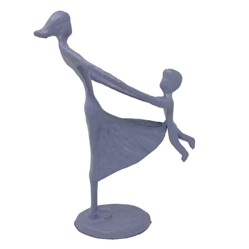 Makayla MOTHER & CHILD SWINGING Iron Figurine 23cm, Grey Shimmer