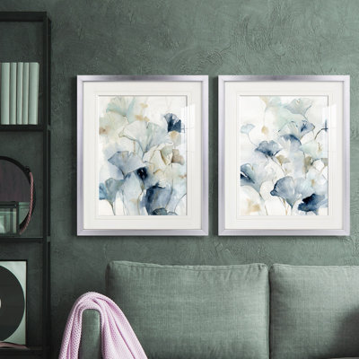 " Indigo Ginkgo I " 2 - Pieces