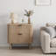 57cm Wide Bedside Table Wood Nightstand 2-drawers-138409956