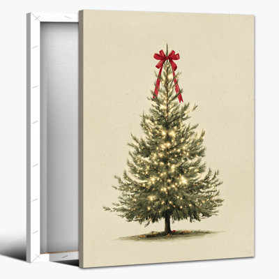 Arbre de Noël, art mural sur toile - ferme festive, impressions sur toile, décoration de Noël, impression d'art mural de Noël pour le salon, affiche de peinture prête à accrocher 12 po x 16 po