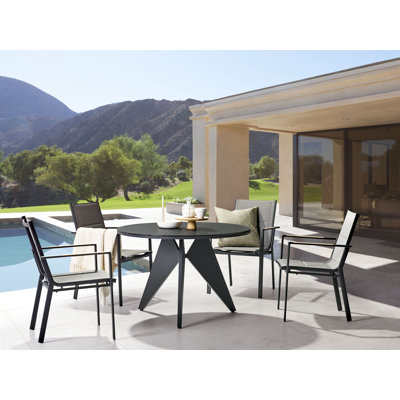 Laddy 4 - Person Patio Dining Set Extendable Rectangular Table with Cushions Included