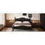 Structure de lit plateforme en bois, lit plateforme de style rétro avec support en lattes de bois-1863861115