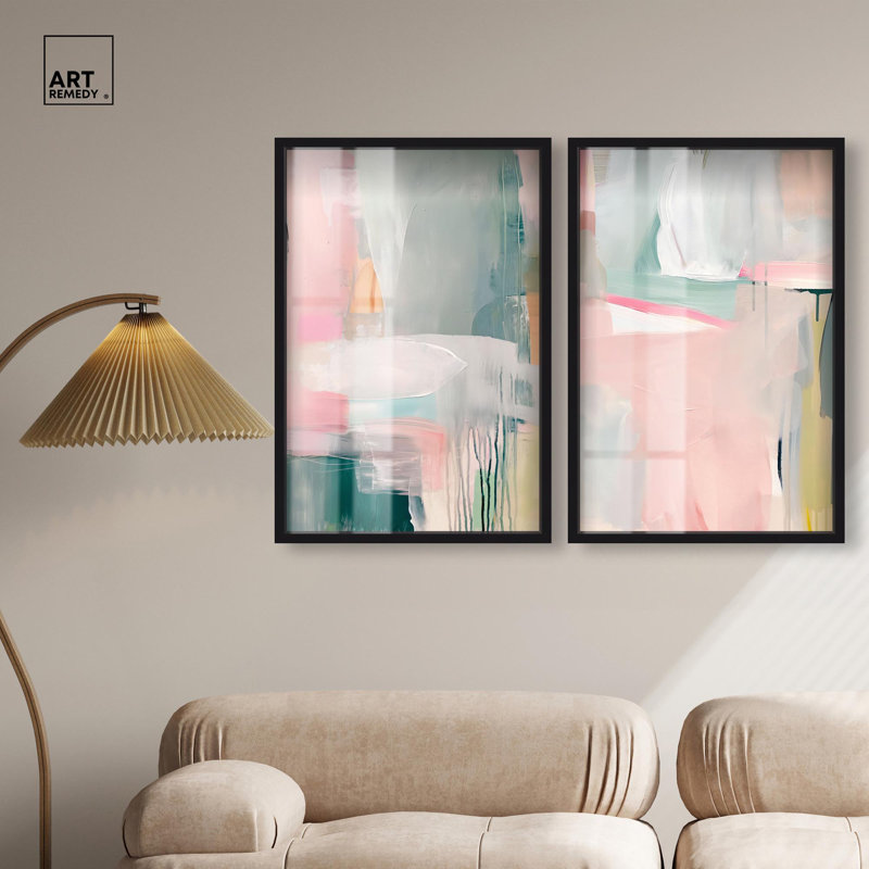 Art mural bleu pastel Boho, H 31 po x l 21 po, Noir
