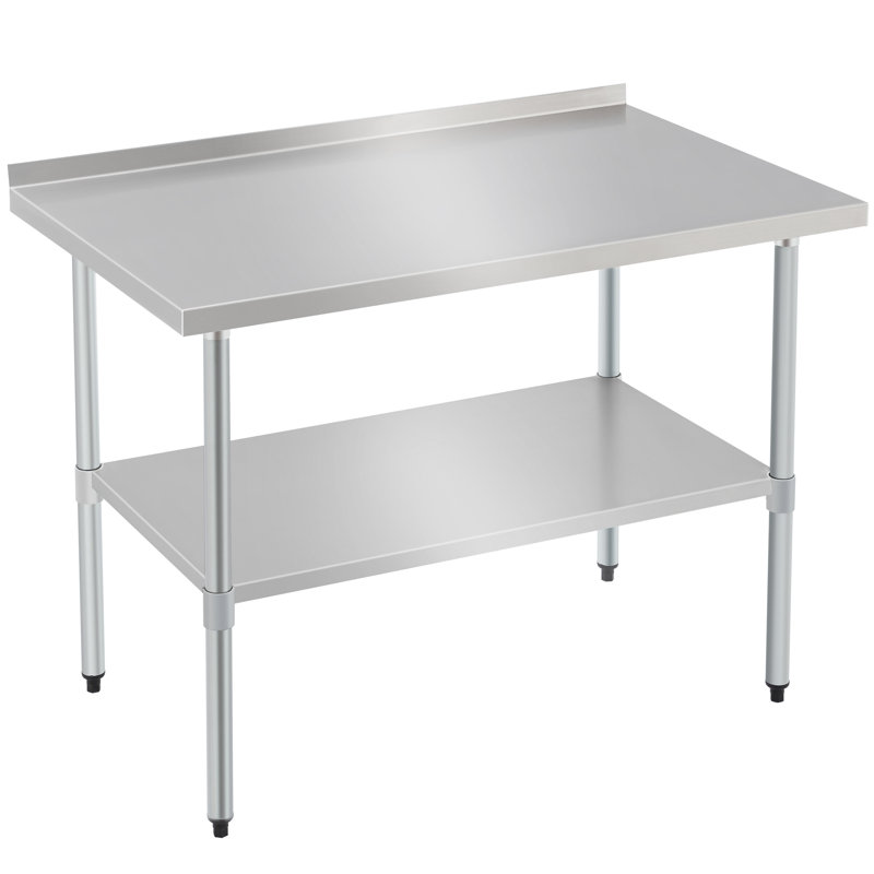 Table de travail en acier inoxydable avec table de préparation en métal, H 37 po x L 48,03 po x l 30 po