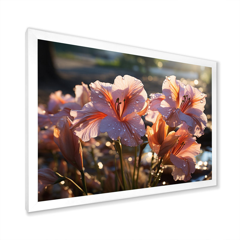 Pink Irises Field III, H 12 po x l 20 po x P 1 po, Cadre simple blanc