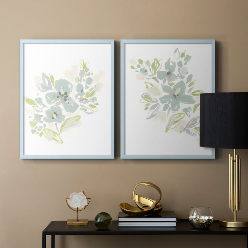 Seafoam Petals III - reproduction encadrée de qualité supérieure - prête à être accrochée - aucun clou requis - aucun clou requis