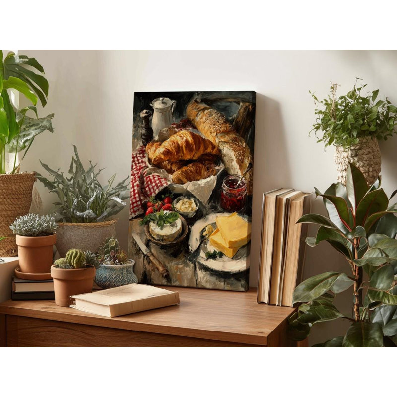 «Rustic French Breakfast Still Life»: art mural de cuisine parisienne, H 45 po x l 30 po