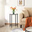 Round Side Table With Metal Frame,  Glass Top End Table-646176537