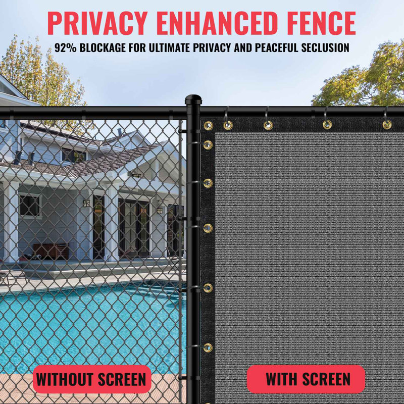Gray Heavy-Duty Polyethylene Privacy Fence Screen with Grommets 5' x 10'