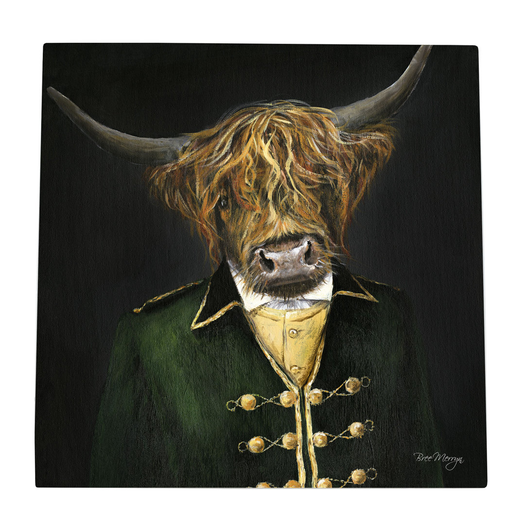 Dapper Hendrick Highland Cow by Bree Merryn Ceramic Art Tile Wall Décor