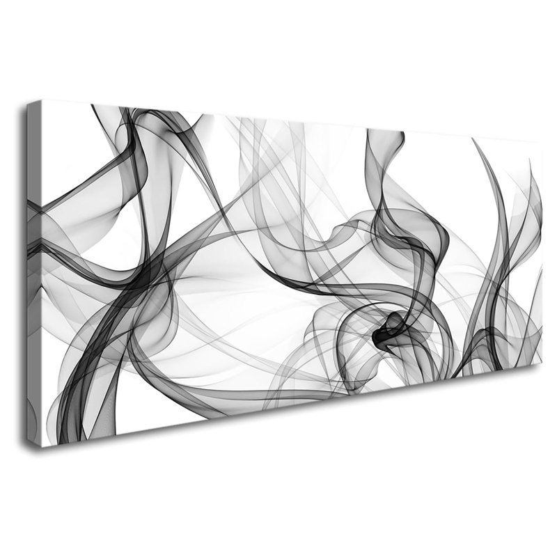 Abstrait art mural abstrait ligne noire et blanche sur toile pour salon, chambre à coucher, salle de bain, bureau, décoration murale