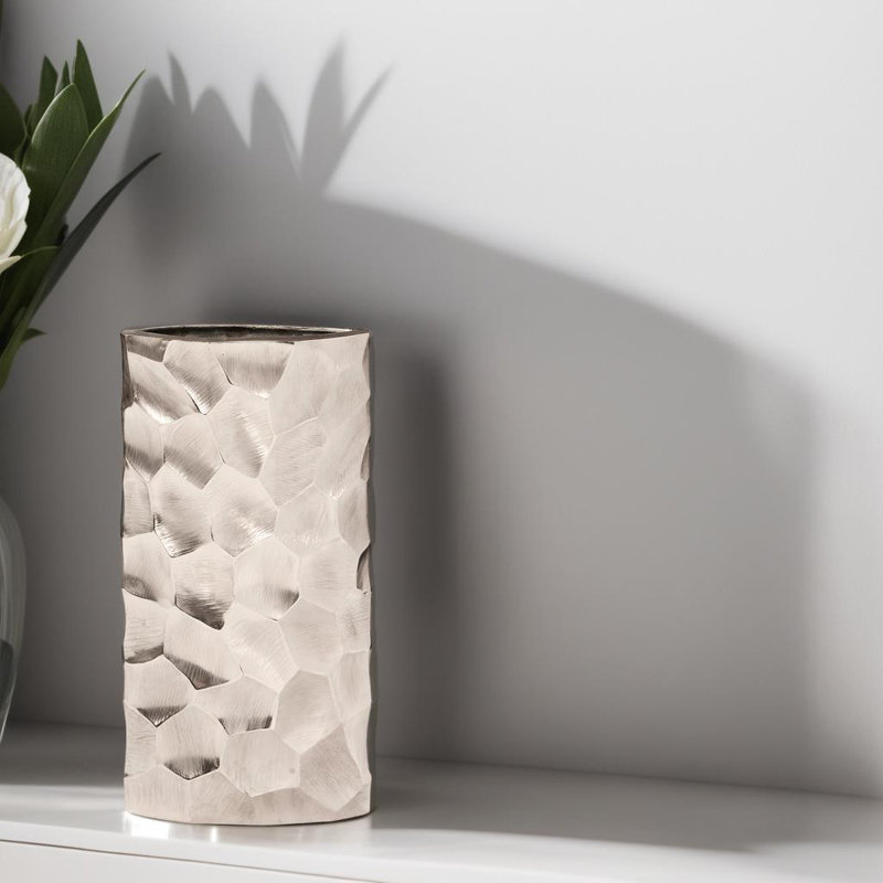 Bigby Metal Table Vase, 17.75" H x 9" W x 4" D, Bright Silver