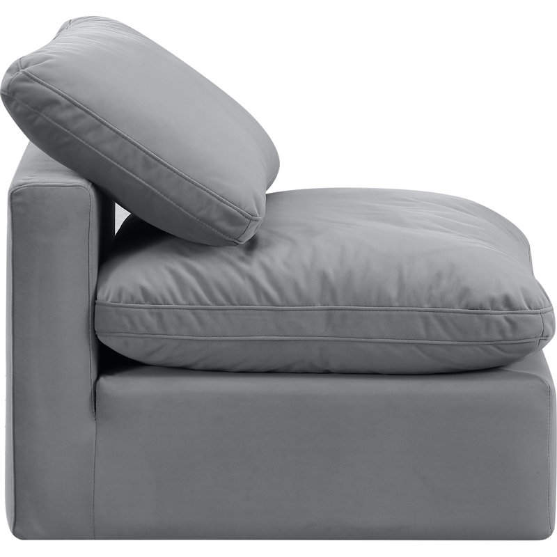 Fauteuil modulaire rembourré Musheerah Indulge, Velours gris